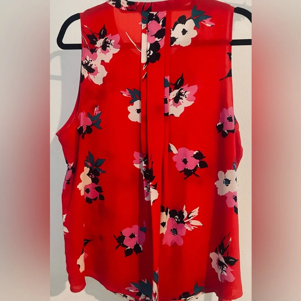 41 Hawthorn Womens Breyson Pleat Sleeveless Floral Print Top Blouse Red Size XL - Picture 4 of 5